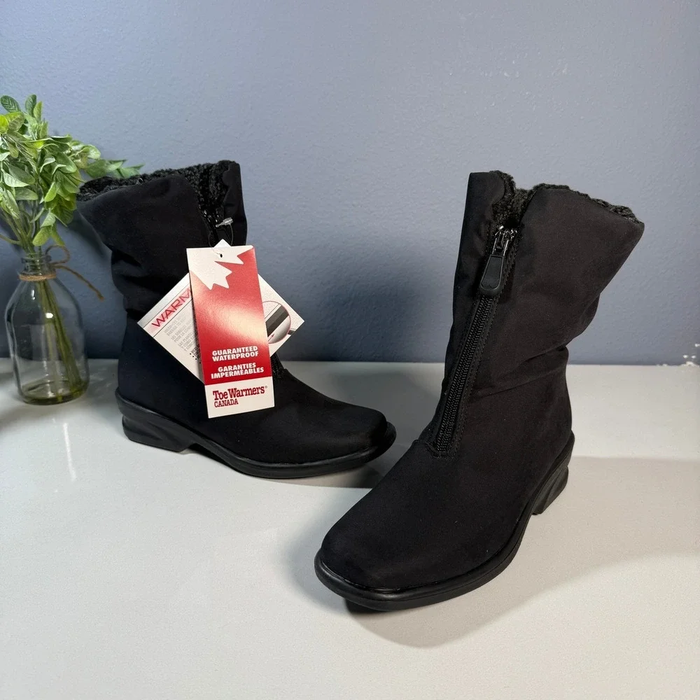 Toe Warmers Canada Women's Black Waterproof Winter Boots Size 6.5‎ S